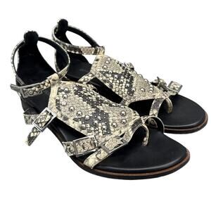 Donald J. Pliner Snake-Print Leather Studded Gladiator Flat Sandals Women 5